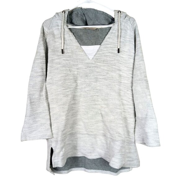 Soft Surroundings My Weekend Hoodie Womens S Gray V-Neck Pullover Loungewear - Picture 7 of 7
